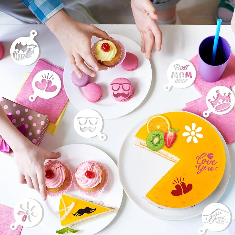 Konsait قوالب كعكة البسكويت بمناسبة عيد الأم من كونسايت 30 قطعة، قوالب زينة قابلة لإعادة الاستخدام لعيد الأب، أدوات تشكيل البسكويت، أدوات الرسم، قوالب لتزيين القهوة والشوكولاتة الساخنة - Image 3