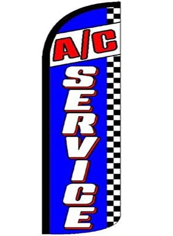 4 Less Co AC SERVICE Windless Swooper Flag Feather Banner Sign 3x11.5 ft Tall Flag Only bz - Image 1