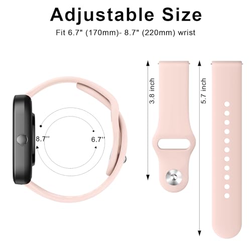 Tobfit Silicone 22Mm Watch Band Strap With Rust Free Button Compatible With Noise Colorfit Ultra/Ultra 2, Vision, Caliber, Pro 3 (Watch Not Included), Soft Smartwatch Straps For Unisex (Chalk Pink) - Image 3