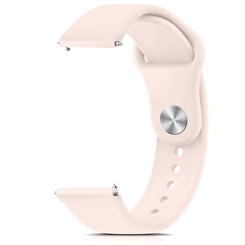 Tobfit Silicone 22Mm Watch Band Strap With Rust Free Button Compatible With Noise Colorfit Ultra/Ultra 2, Vision, Caliber, Pro 3 (Watch Not Included), Soft Smartwatch Straps For Unisex (Chalk Pink) - Image 1