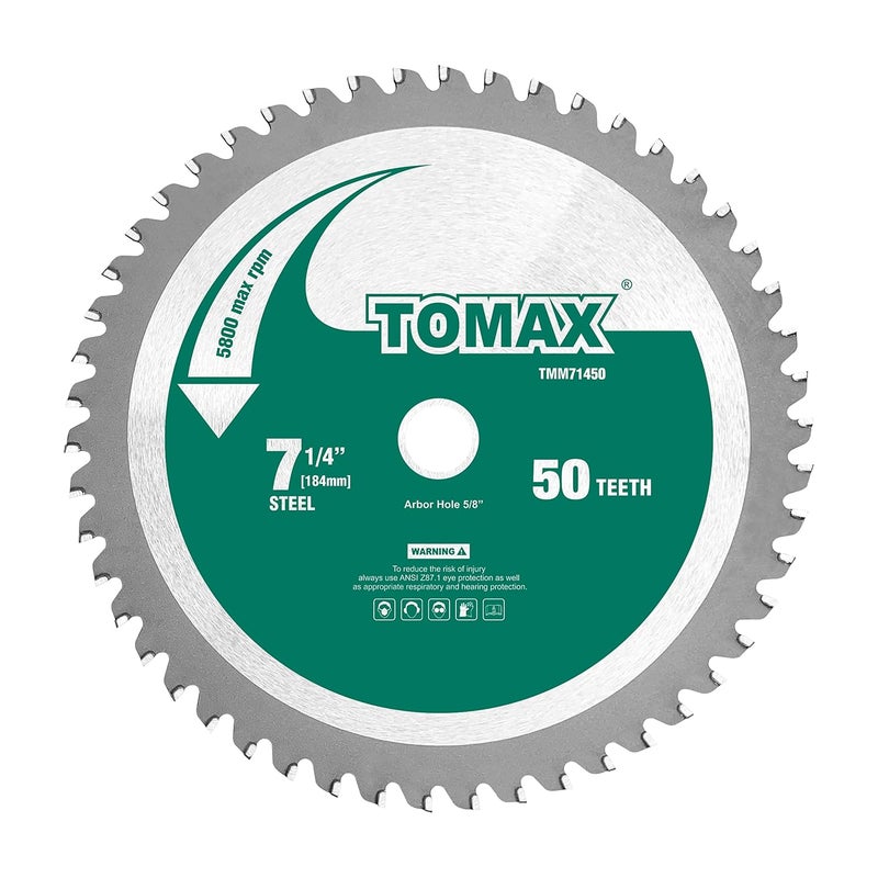 TOMAX 7-1/4-Inch 50 Tooth Industrial Level Steel and Ferrous Metal Saw Blade with 5/8-Inch Arbor - Image 1