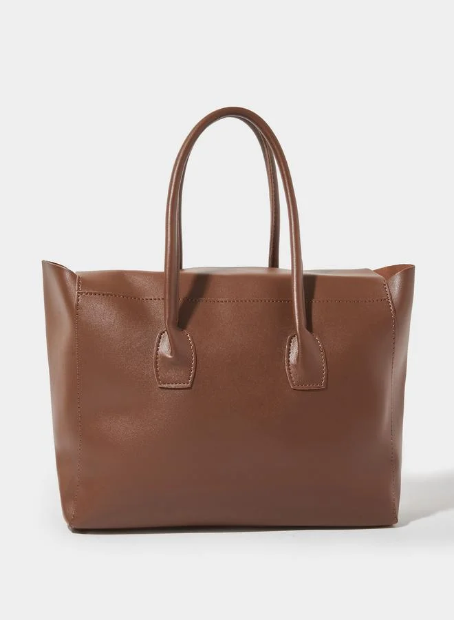 Styli Coffee Brown Cut Out Flap Design Shoulder Bag
