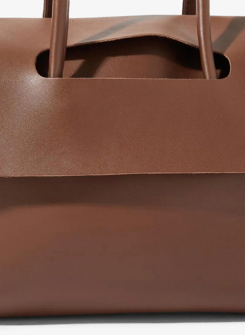 Styli  Coffee Brown Cut Out Flap Design Shoulder Bag for Women | Best Price UAE