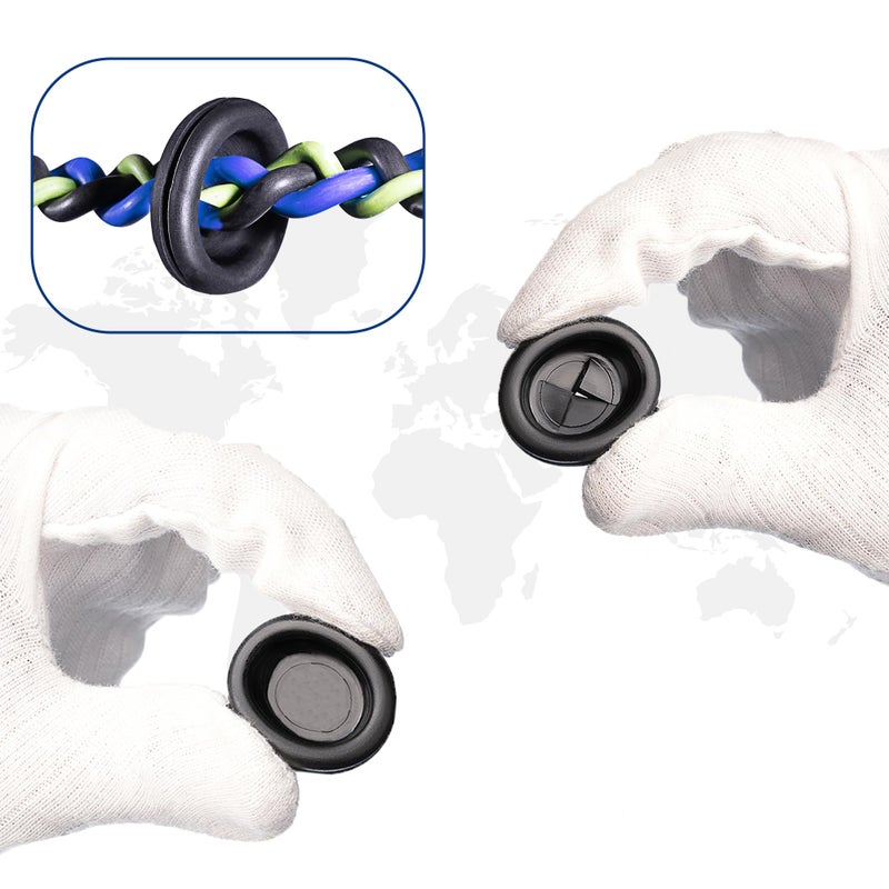 AAM ESSENTIALS Rubber Plugs for Round Holes-205pcs Assorted Rubber Grommets in 7 Sizes M25.4, M22.23, M19.05, M15.88, M12.07, M7.14, M9.53-Waterproof Rubber Grommet Kit Wire Grommet Perfect for Sealing Auto Panel - Image 2
