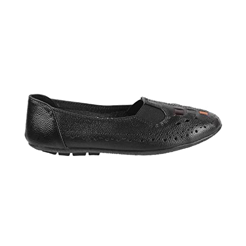 Mochi Women's Black Faux Leather Fashion Casual Ballerina Shoes UK/4 EU/37 (31-4932) - Image 2