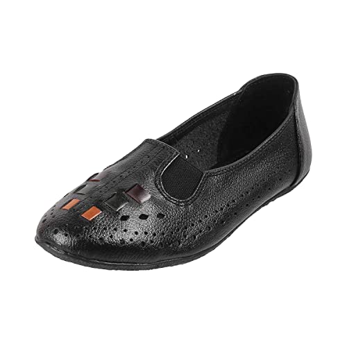 Mochi Women's Black Faux Leather Fashion Casual Ballerina Shoes UK/4 EU/37 (31-4932) - Image 1