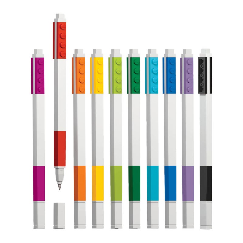 IQ LEGO Stationery 10 Pack Gel Pens (53100), Ages 6+, includes 10 gel pens - Image 2