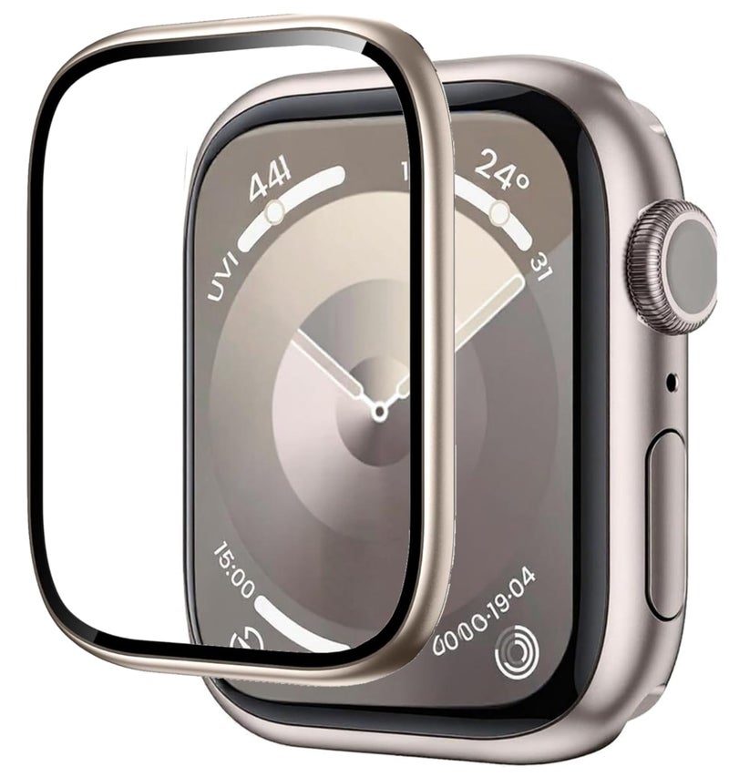 Mr Shield Mr.Shield Tempered Glass Screen Protector Guard For Apple Watch Series 10 SE 46mm, Titanium Alloy [Upgrade Zero Bubble] [Metal Frame] - Gold - Image 1