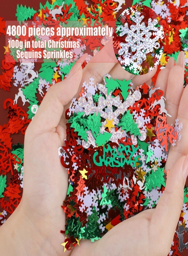 Fovths 4800 Pieces Christmas Confetti Set Mixed Embossed Confetti 100g Metallic Pentagram, Snowflakes, Santa, Pine, Merry Christmas Alphabet, Elk Table Party Decoration - Image 4