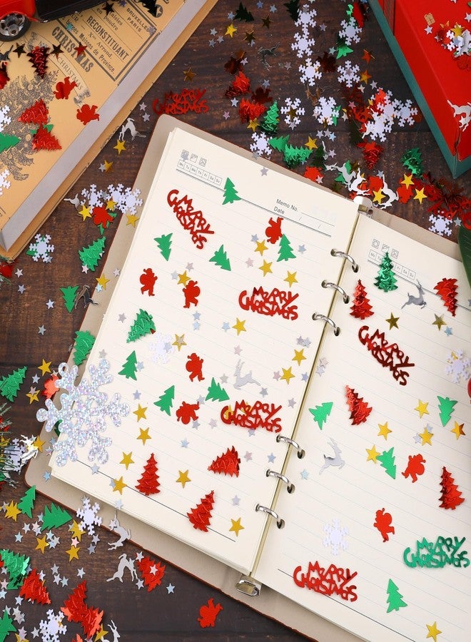 Fovths 4800 Pieces Christmas Confetti Set Mixed Embossed Confetti 100g Metallic Pentagram, Snowflakes, Santa, Pine, Merry Christmas Alphabet, Elk Table Party Decoration - Image 5