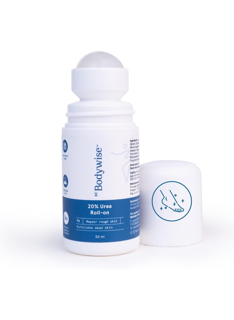 Be Bodywise 20% Urea Foot Cream Roll On | Repairs Dry & Cracked Heels | 2% Lactic Acid, Olive Oil & Vitamin E I Exfoliates & Softens Skin I Hydrates & Moisturises INo Irritation IAll Skin TypesI 50 ml - Image 1
