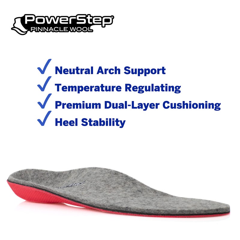 PowerStep Pinnacle Wool Orthotic Insoles, Arch Support, Temperature Control Insoles, Plantar Fasciitis Pain Relief, Mild Pronation, Unisex, Made in the USA (Men's 5-5.5 / Women's 7-7.5) - Image 4