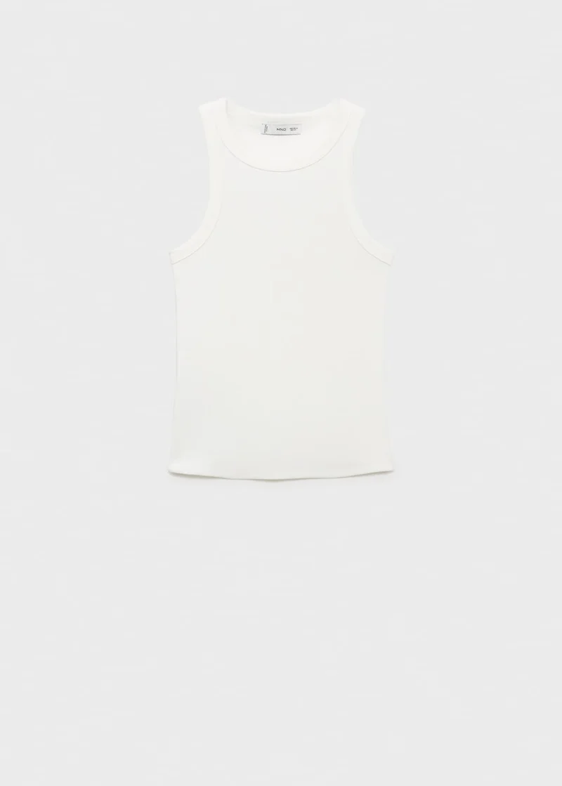 مانجو Ribbed cotton-blend top