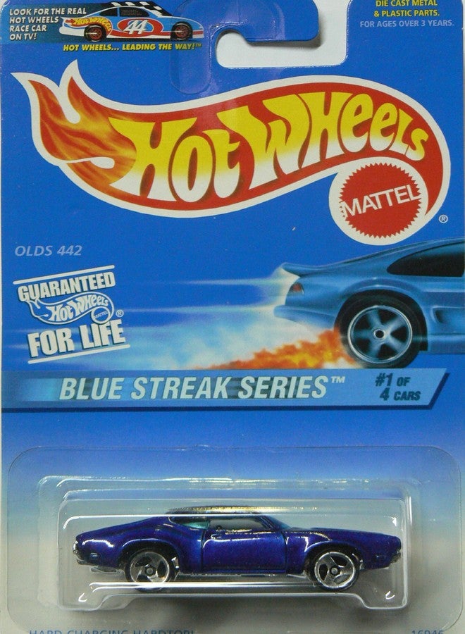 Hot Wheels Mattel 1997 Blue Streak Series 1:64 Scale Blue Olds 442 Die Cast Car 1/4 - Image 1