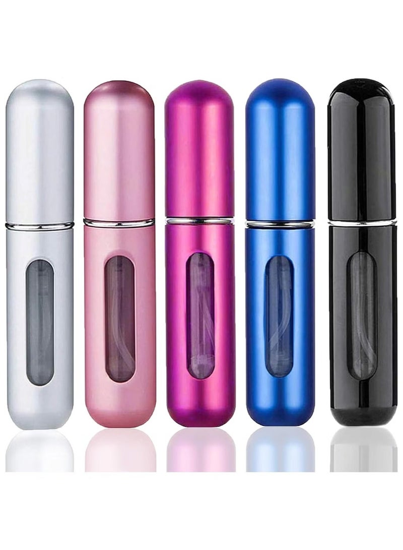SHAYDX 5PCS Mini Perfume Atomizer Bottles – 5ml Refillable Travel Spray, Portable Scent Pump, Multicolor Pocket Fragrance Dispenser - Image 1