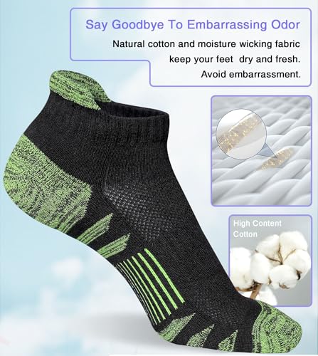 Heyoboy Womens Ankle Anti-blister Thick Cushioned Wicking Odor Resist Athletic Running Socks, Size 9-11, Black 5 Pairs - Image 5