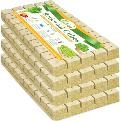 Halatool 1 Inch Rockwool Cubes Garden Rock Wool Stonewool Grow Cubes Starter Plugs for Hydroponics Soilless Cultivation Clone Plants Germination Start (4 Sheets, 200 Plugs in Total) - Image 1