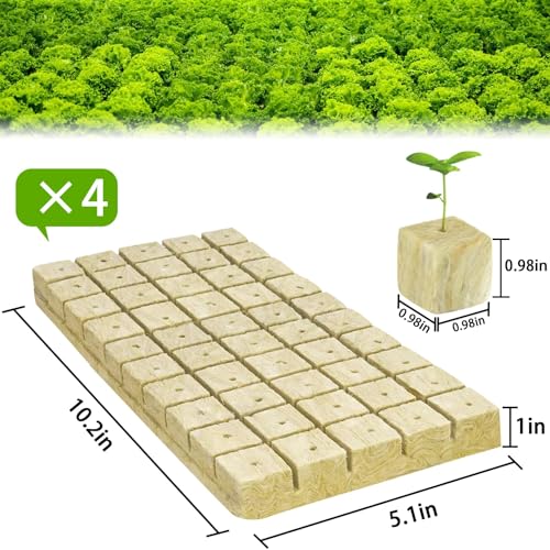 Halatool 1 Inch Rockwool Cubes Garden Rock Wool Stonewool Grow Cubes Starter Plugs for Hydroponics Soilless Cultivation Clone Plants Germination Start (4 Sheets, 200 Plugs in Total) - Image 2