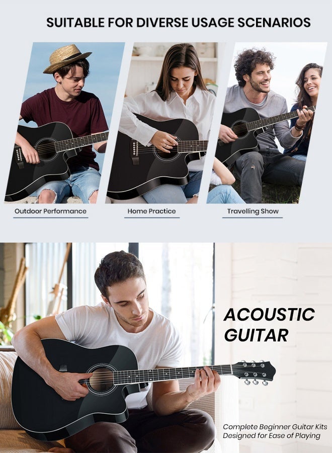 BOAE 38-Inch Guitar With Accessories Set for Kids and Adults with Guitar Bag Tuner Brass strings Capo String Pick and Clean Cloth for Gift - Image 4