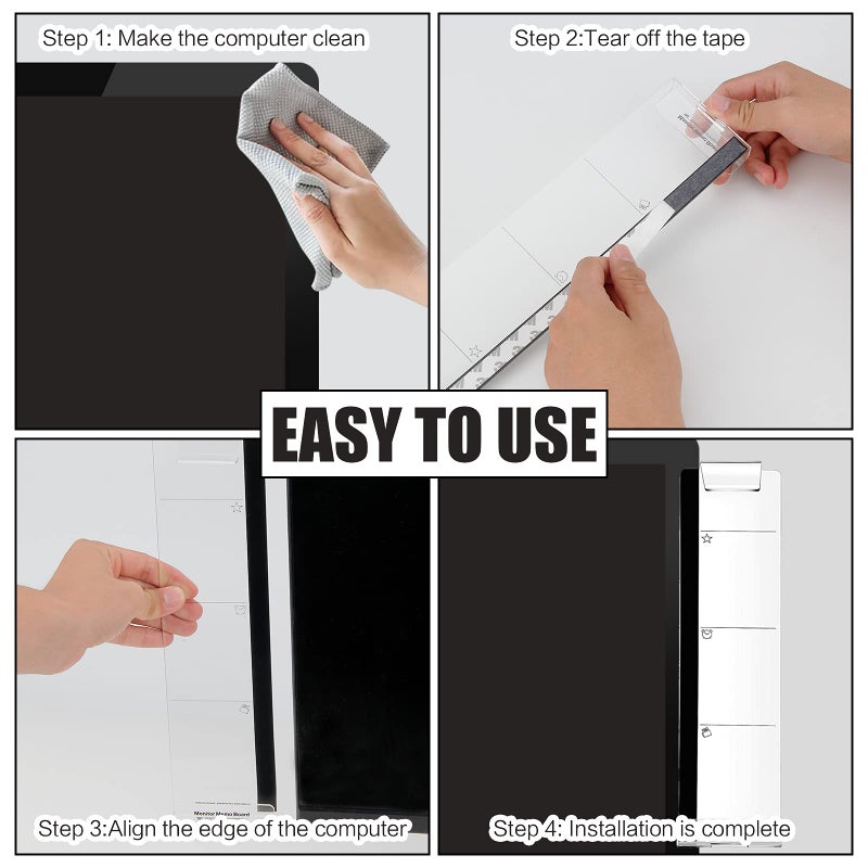 Zcxbeh Office Desk Accessories 2pcs Multifunction Computer Monitor Memo Board - Office Supplies for Women Men Computer Sticky Note Holder Home Decor (Monitor Memo Board with Clip) - Image 5