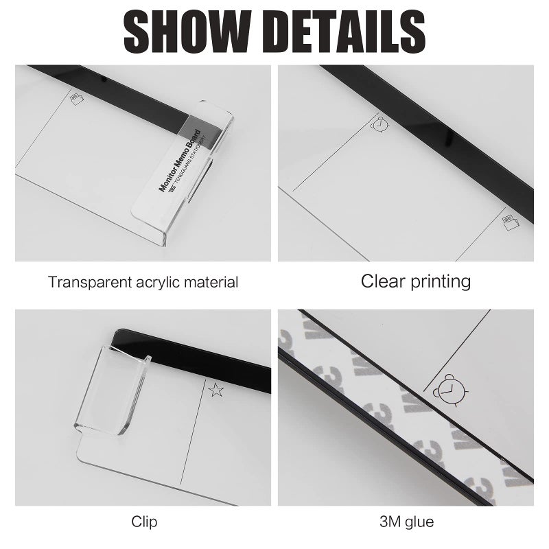 Zcxbeh Office Desk Accessories 2pcs Multifunction Computer Monitor Memo Board - Office Supplies for Women Men Computer Sticky Note Holder Home Decor (Monitor Memo Board with Clip) - Image 4