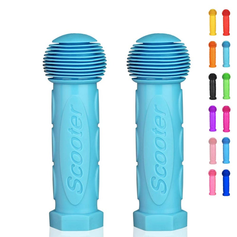 Otfaitp Scooter Grip Handlebar 1 Pair Bicycle Grip Fit For 2-3-4 Wheels Kid Kick Scooters Children Bike Rocking Car Drifting Scooter Swing Scooter Push Cart (Light Blue) - Image 1