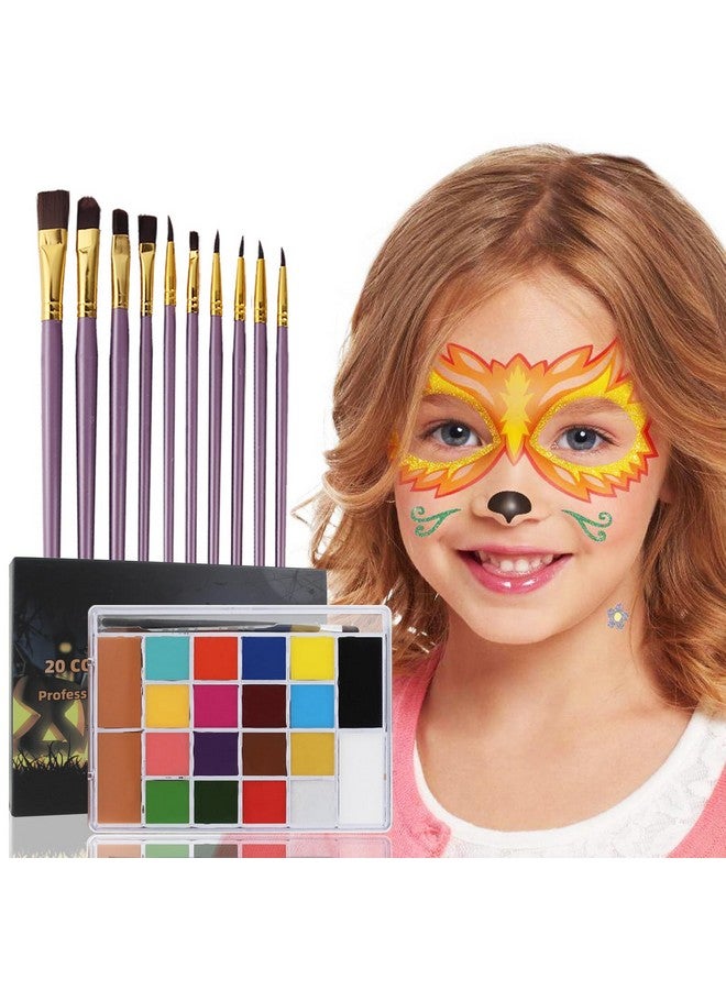 Sovoncare Oil Based Face Painting Kit Professional For Kids，20 Colors Facepaint Halloween Makeup Professional Face Painting Kit With 12 Brushes For Kids Cosplay Sfx Party Special Effects Makeup - Image 1
