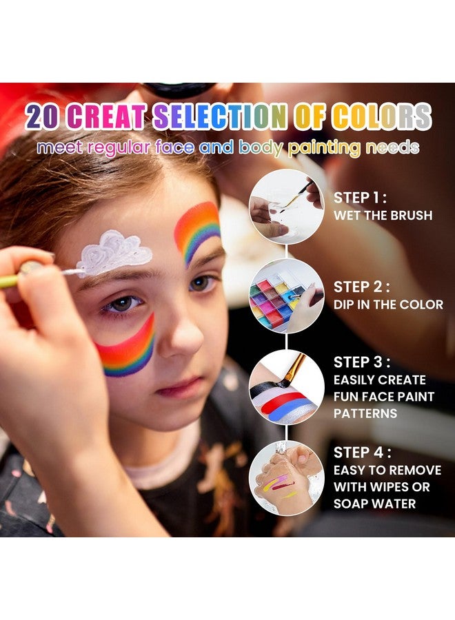 Sovoncare Oil Based Face Painting Kit Professional For Kids，20 Colors Facepaint Halloween Makeup Professional Face Painting Kit With 12 Brushes For Kids Cosplay Sfx Party Special Effects Makeup - Image 2