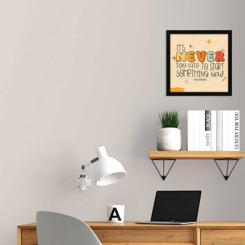 ArtX Paper Never Too Late Motivational Quotes Wall Frame Art Painting Multicolor Motivational 13 X 13 inches Set of 1 - Image 4