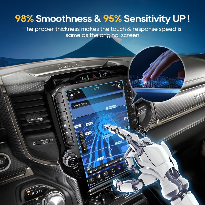 LFOTPP 2019-2025 2026 Ram 1500 2500 3500 Screen Protector 12" for Dodge Ram (Laramie/Rebel/RHO/Limited/Limited Longhorn/TRX) Uconnect 12-inch Touchscreen, 9H Tempered Glass 2025 2026 Ram 1500 Accessories - Image 4