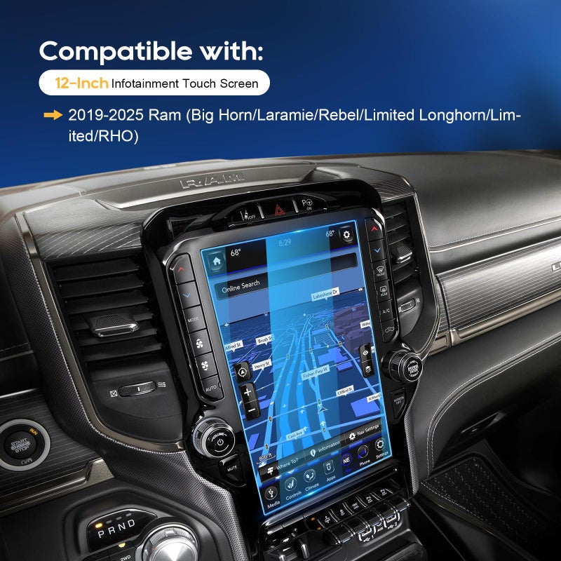 LFOTPP 2019-2025 2026 Ram 1500 2500 3500 Screen Protector 12" for Dodge Ram (Laramie/Rebel/RHO/Limited/Limited Longhorn/TRX) Uconnect 12-inch Touchscreen, 9H Tempered Glass 2025 2026 Ram 1500 Accessories - Image 3