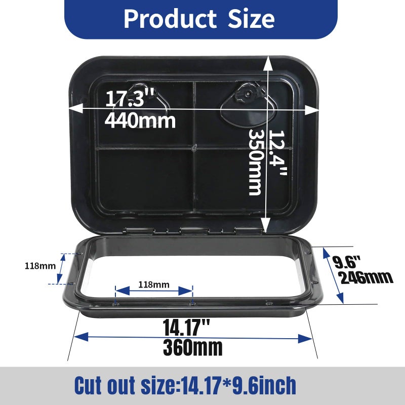 Smart Marine smartmarine Marine Deck Access Hatch 17.3â€œÃ—12.4 Black Rectangle Boat Hatch & Lid,Boat Deck Hatch Lids - Image 5