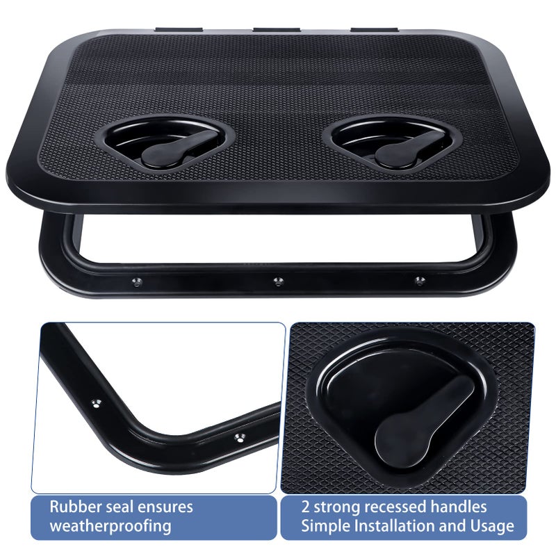 Smart Marine smartmarine Marine Deck Access Hatch 17.3â€œÃ—12.4 Black Rectangle Boat Hatch & Lid,Boat Deck Hatch Lids - Image 3