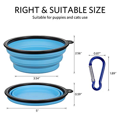 ME.FAN MEFAN Collapsible Dog Bowl for Travel 12oz 6 Pack Portable Pet Bowl with Carabiners Foldable Expandable - Image 3