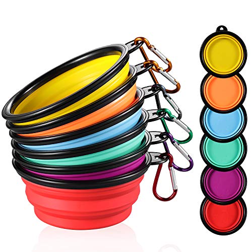 ME.FAN MEFAN Collapsible Dog Bowl for Travel 12oz 6 Pack Portable Pet Bowl with Carabiners Foldable Expandable - Image 1
