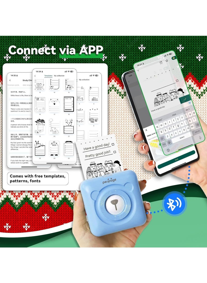 PeriPage Bisofice PeriPage Mini Printer, PeriPage A6 Pro 304DPI, Pocket HD Wireless BT Thermal Printer Picture Photo Label Memo Notes Journal Receipt Paper Instant Printer Sticker AR Photo Inkless Printing  - Image 5