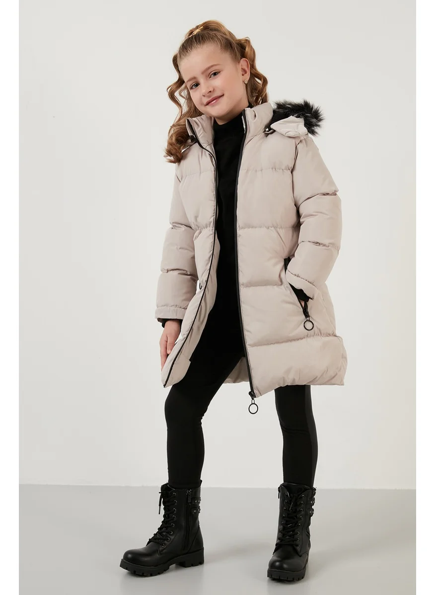 Lela Plush Lined Faux Fur Collar Removable Hooded Winter Coat Girls' Coat 5760072