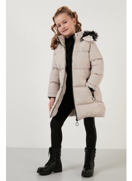 Lela Plush Lined Faux Fur Collar Removable Hooded Winter Coat Girls' Coat 5760072  - Image 1