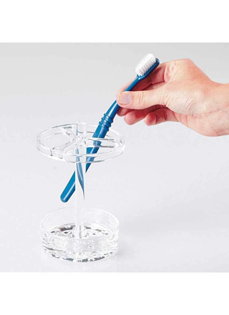 InterDesign iDesign Holder for Normal to Large Toothbrushes, Spin Brushes, and Toothpaste The Eva Collection, 3.75" x 3.75" x 5.75", Clear  - Image 2