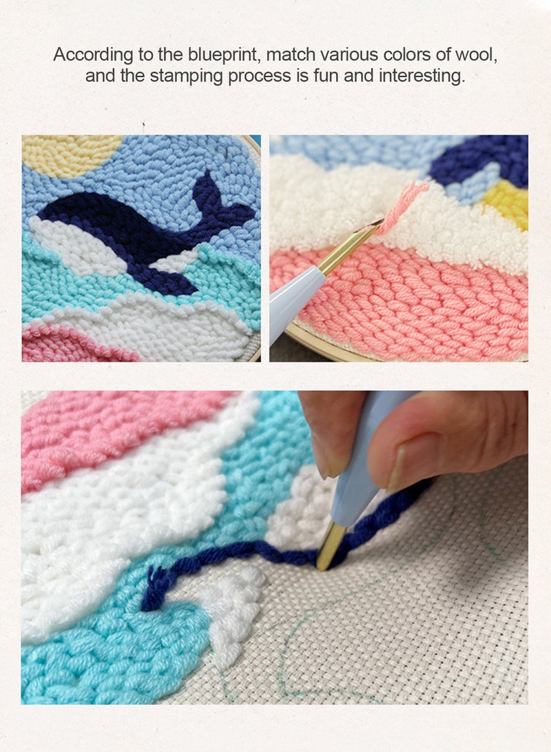 MaBaby Handmade Embroidery DIY Material Bag Embroidery Tool Set Wool Drawing  Kits Fabric Embroidery Needles Stitching Punch Pen Set Craft Tool for Beginner - Image 3