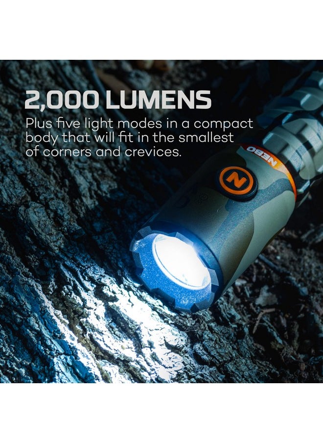 NEBO NEBO Torchy 2K Rechargeable Pocket Flashlight | 2000 Lumens, 5 Light Modes, Magnetic Base & Steel Clip, Water Resistant, LED Mini Flashlight for EDC & Camping, Includes Charging Cable - Mossy Oak  - Image 2