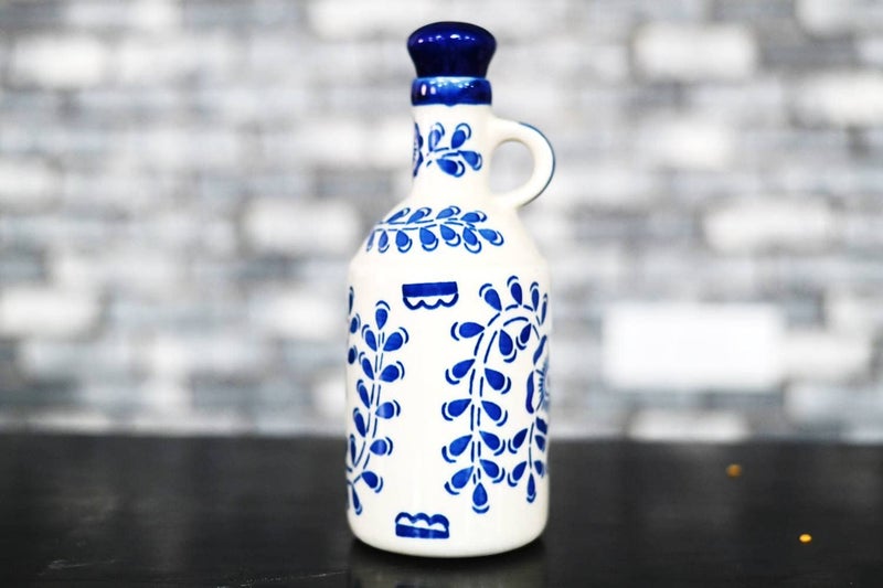 SHRIYAM CRAFT Ceramic Oil Dispenser 1 Litres Ink Blue and White oil dispenser blue oil dispenser - Image 1