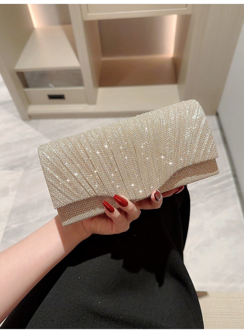 هاي هيلوك حقيبة كلتش لامعة للسيدات لحفلات المساء، حقيبة مغلف، حقيبة يد بسلسلة، حقيبة كروس بودي لحفل زفاف، حفلات رسمية، وأمسيات كوكتيل - Image 1