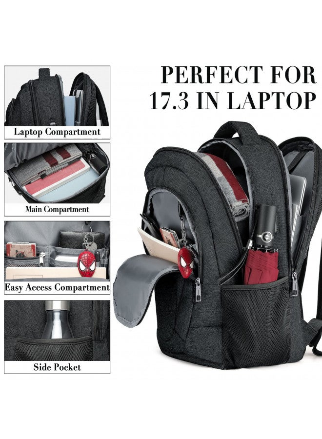 BIKROD Travel Laptop Backpack, 17 Inch Extra Large School Backpacks for Teen Boys and Girls, Black Water Resistant Women Back Pack, Business Men Sturdy Computer Bag with USB Charging Port, Gifts - Image 1
