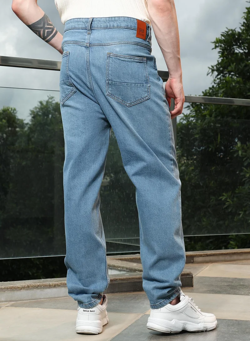 Campus Sutra  Men's Distressed Light Blue Denim Jeans for Men | Best Price UAE