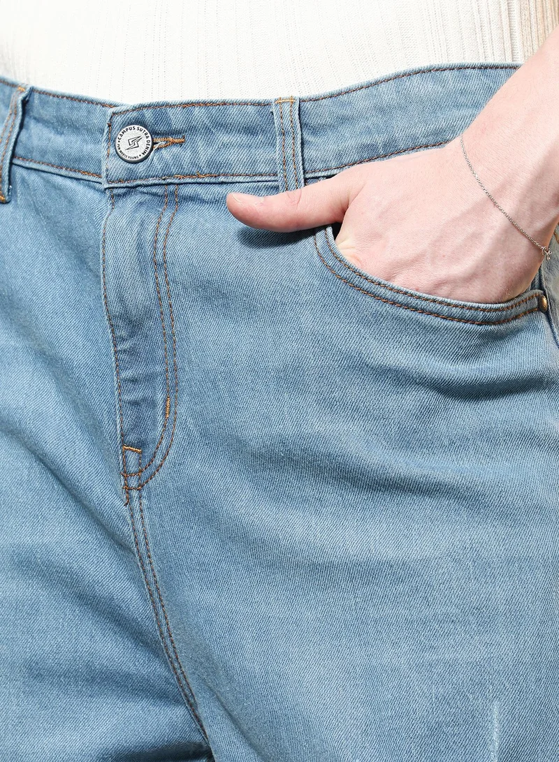Campus Sutra  Men's Distressed Light Blue Denim Jeans for Men | Best Price UAE