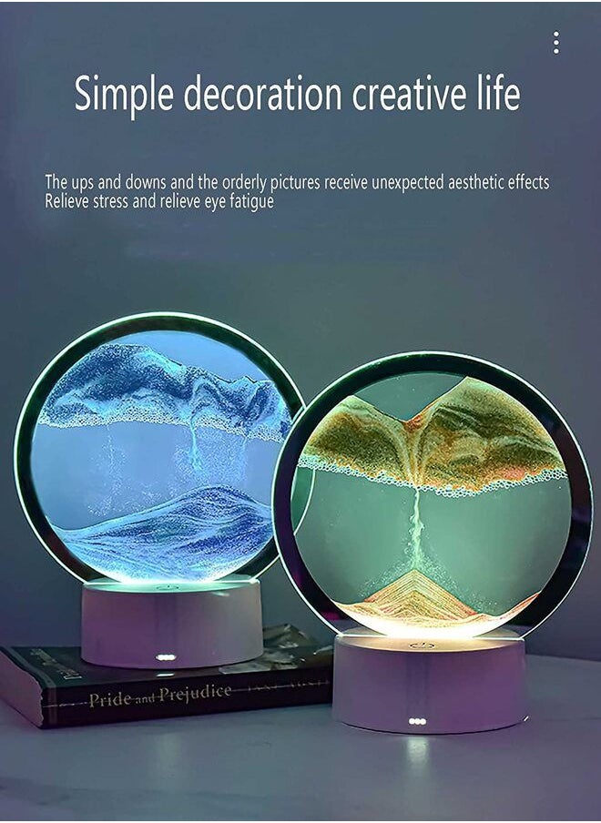 DETREND - Moving Sand Art Picture Glass Liquid Painting 3D Natural Landscape showpieces for Home Decor Antique Gifts for Office - Image 1