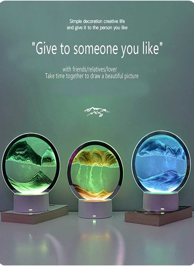 DETREND - Moving Sand Art Picture Glass Liquid Painting 3D Natural Landscape showpieces for Home Decor Antique Gifts for Office - Image 1