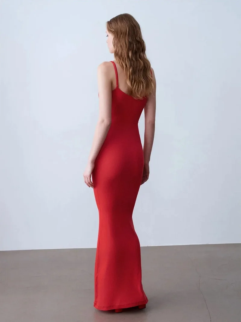 Dilvin DILVIN Ribbed Bodycon Maxi Dress