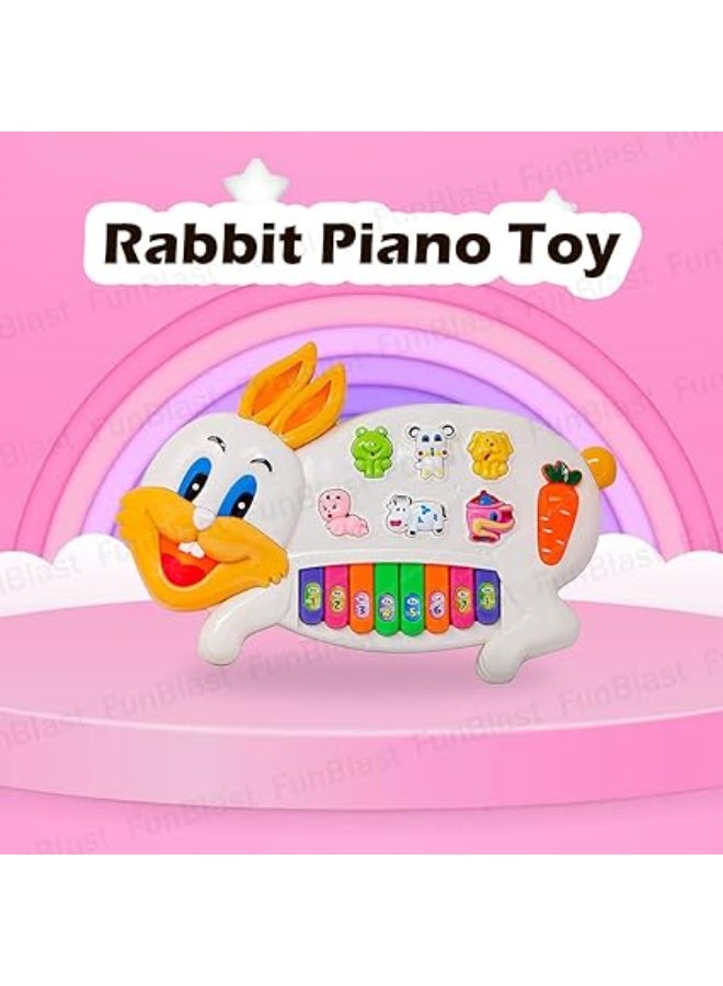 FunBlast Kids Musical Rabbit Piano with Flashing Lights, 15 Keys, 3 Play Modes (Piano, Animal Sounds, Music Songs), 6 Animal Sounds, Educational Toy for Sensory & Musical Development, Multicolor – - Image 3